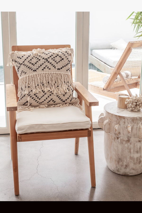 Village Thrive Bohemian Tasseled Macrame Throw Pillow