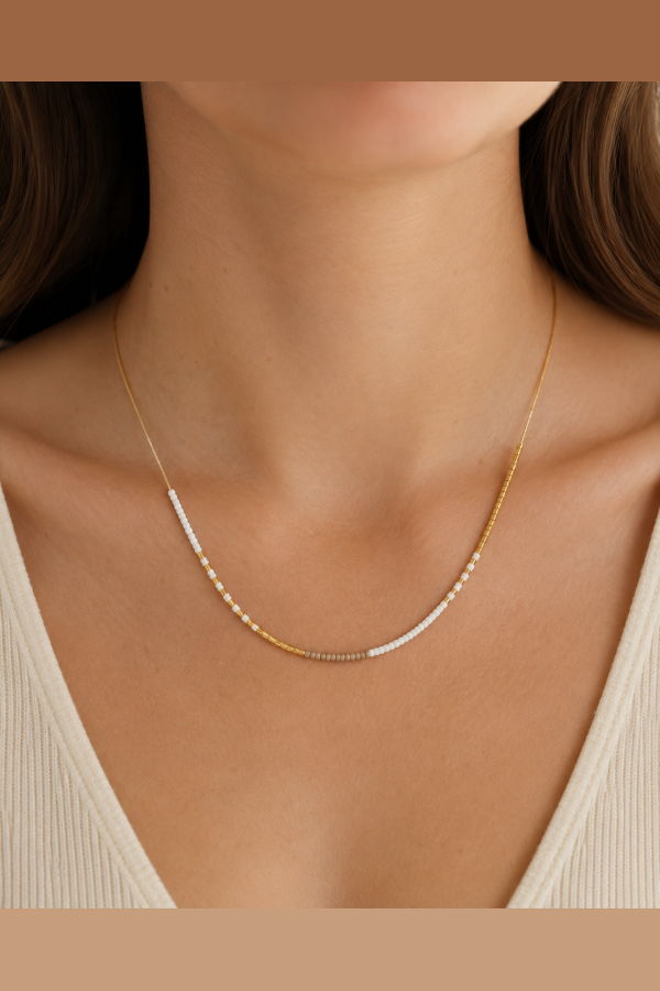 Village Thrive Golden Beaded Necklace