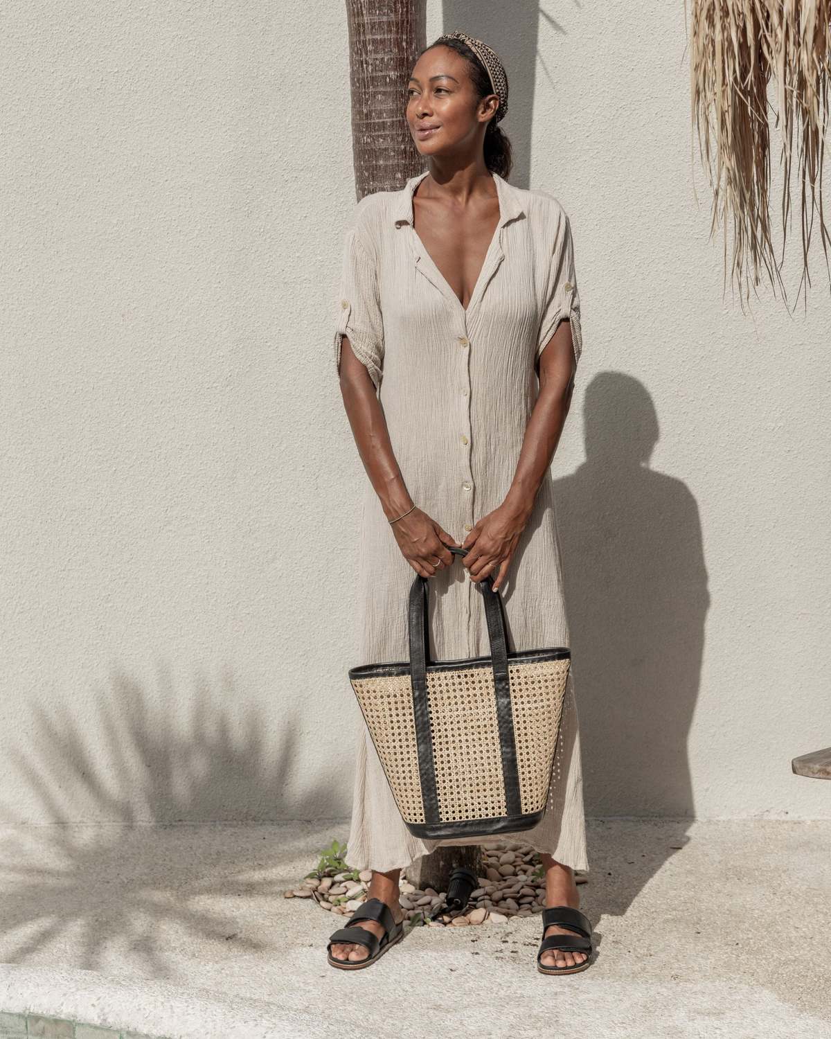 Village Thrive Raja Leather and Cane Carryall Bag - Image 3 of 59