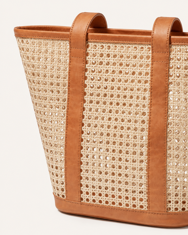 Village Thrive Raja Leather and Cane Carryall Bag