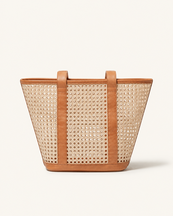 Village Thrive Raja Leather and Cane Carryall Bag