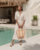 Village Thrive Raja Leather and Cane Carryall Bag - Thumbnail 12