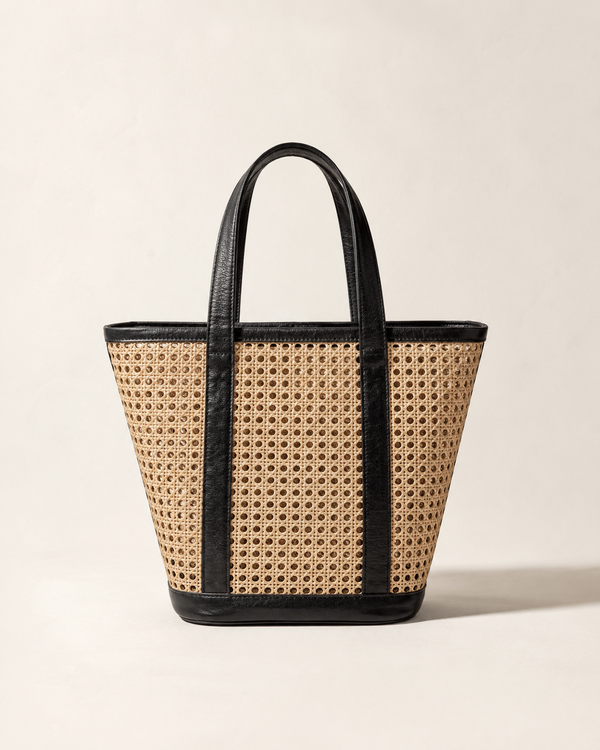 Village Thrive Raja Leather and Cane Carryall Bag