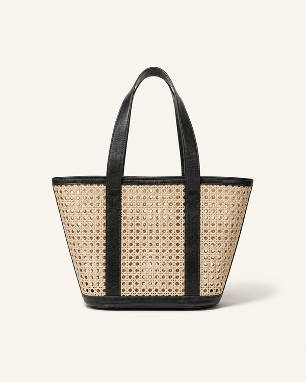 Village Thrive Raja Leather and Cane Carryall Bag