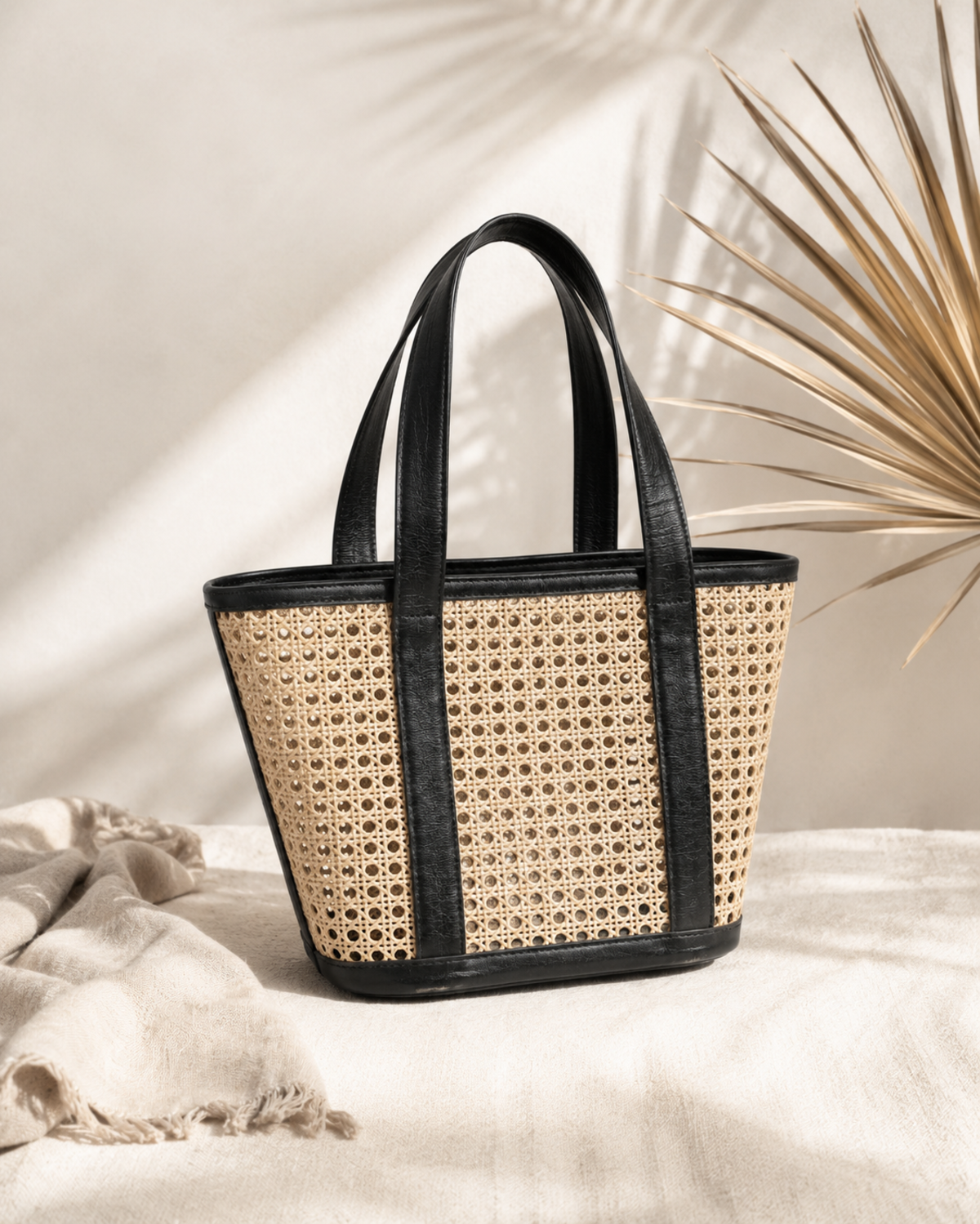 Village Thrive Raja Leather and Cane Carryall Bag - Image 19 of 59
