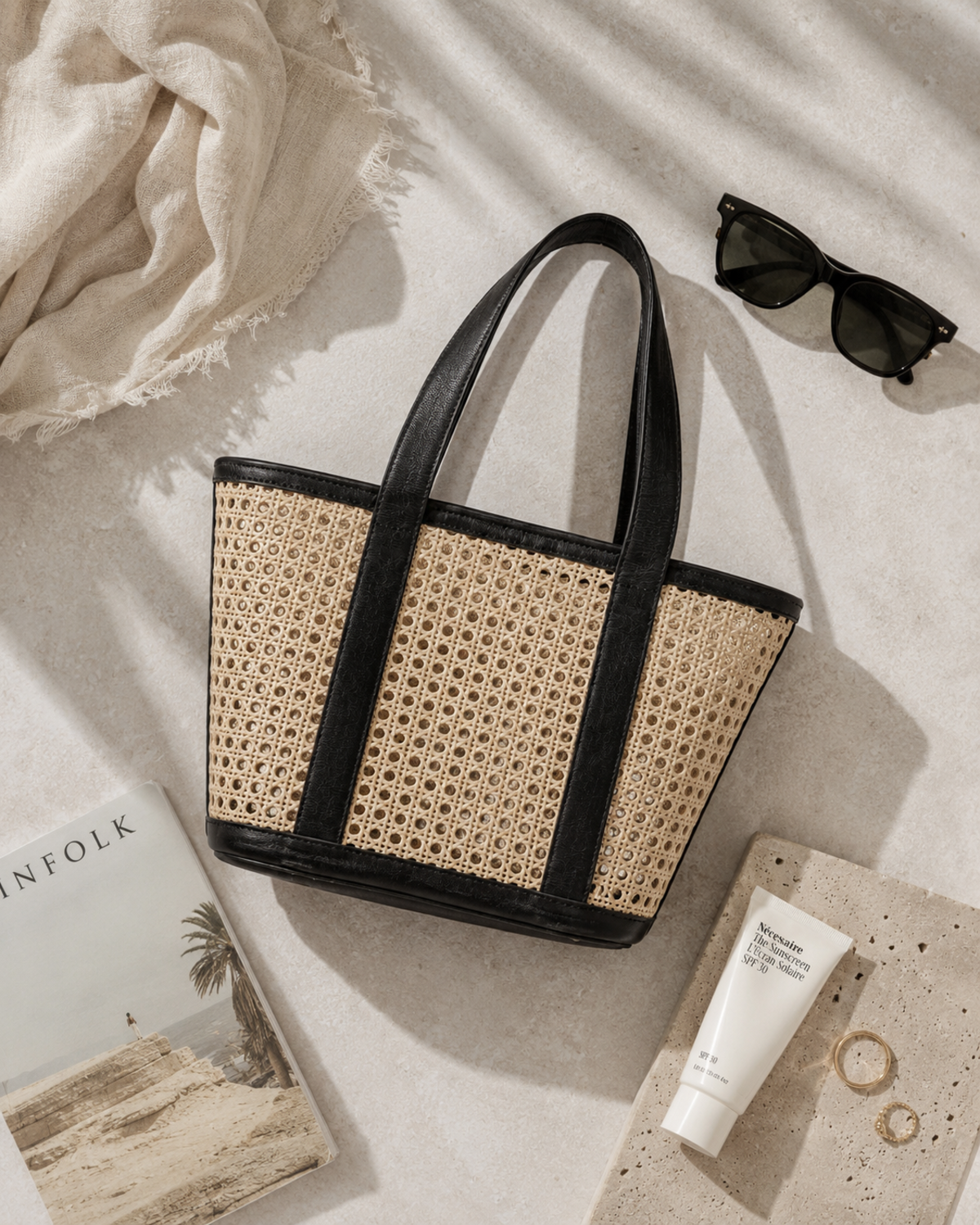 Village Thrive Raja Leather and Cane Carryall Bag - Image 22 of 59