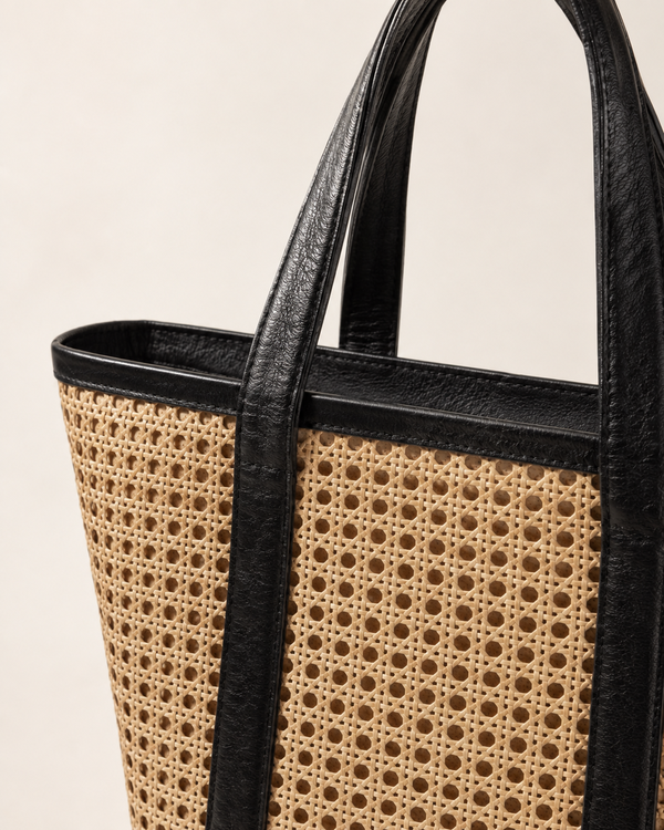 Village Thrive Raja Leather and Cane Carryall Bag