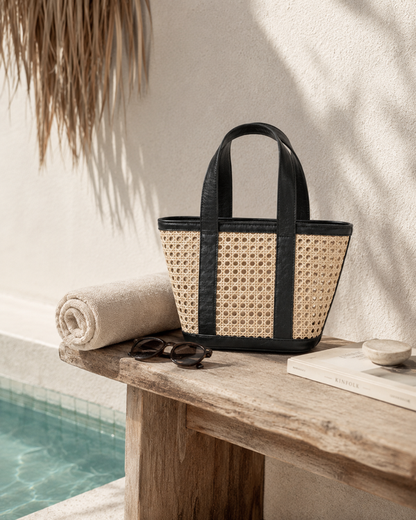 Village Thrive Raja Leather and Cane Carryall Bag