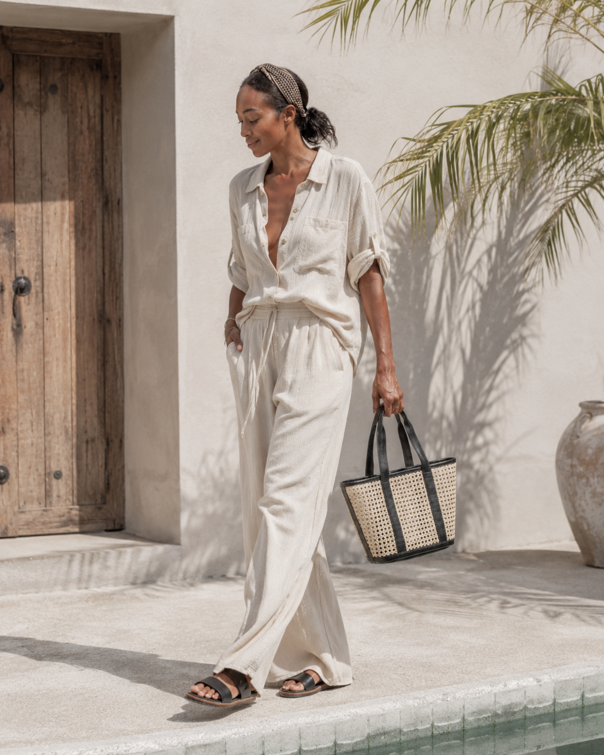Village Thrive Raja Leather and Cane Carryall Bag - Image 33 of 59