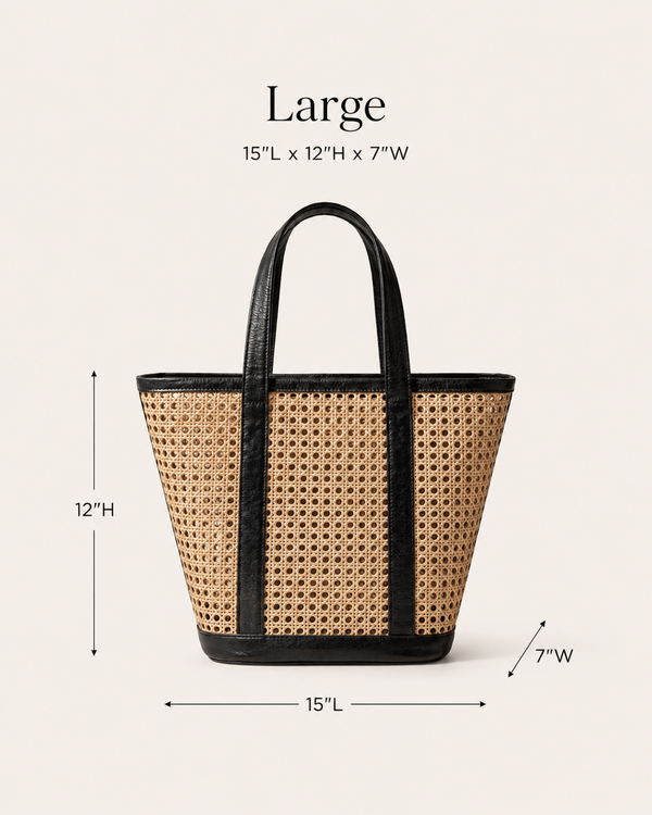 Village Thrive Raja Leather and Cane Carryall Bag