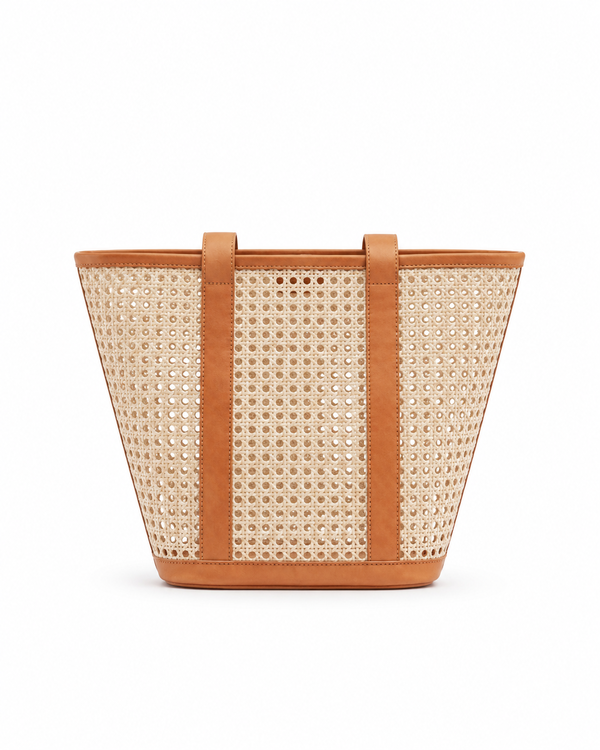 Village Thrive Raja Leather and Cane Carryall Bag