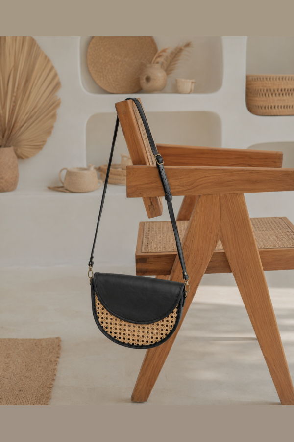 Village Thrive Raja Leather and Cane Crossbody