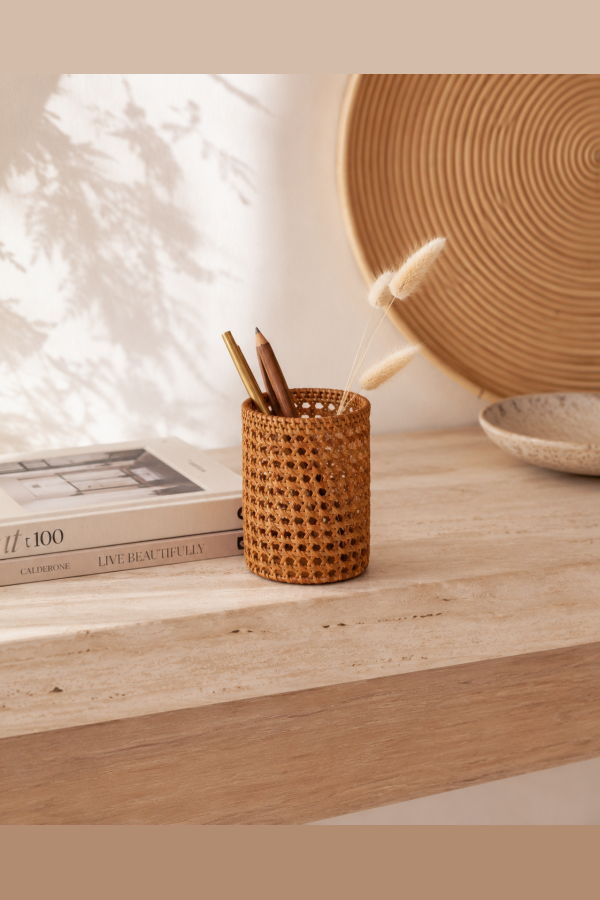 Village Thrive Rattan Pencil Holder