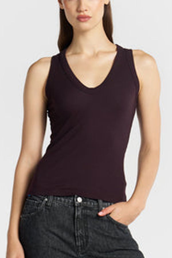 Cotton Citizen Verona U-Neck Tank - Eggplant