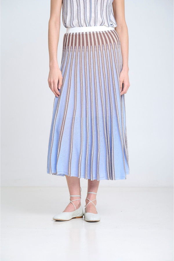 sita murt Striped Radial Knit Skirt - Sky Blue