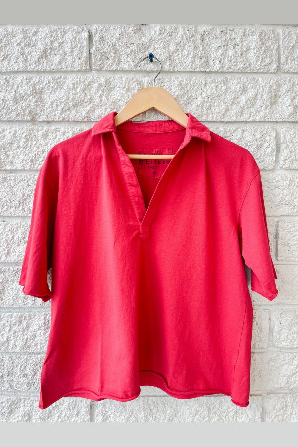 Frank & Eileen Patty Popover Short Sleeve Henley - Cherry