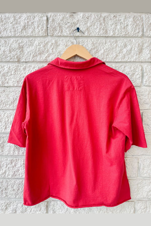 Frank & Eileen Patty Popover Short Sleeve Henley - Cherry