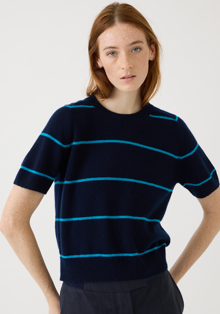 Doublet RECYCLE COTTON BLEACHED Pullover - Dark Navy | Garmentory