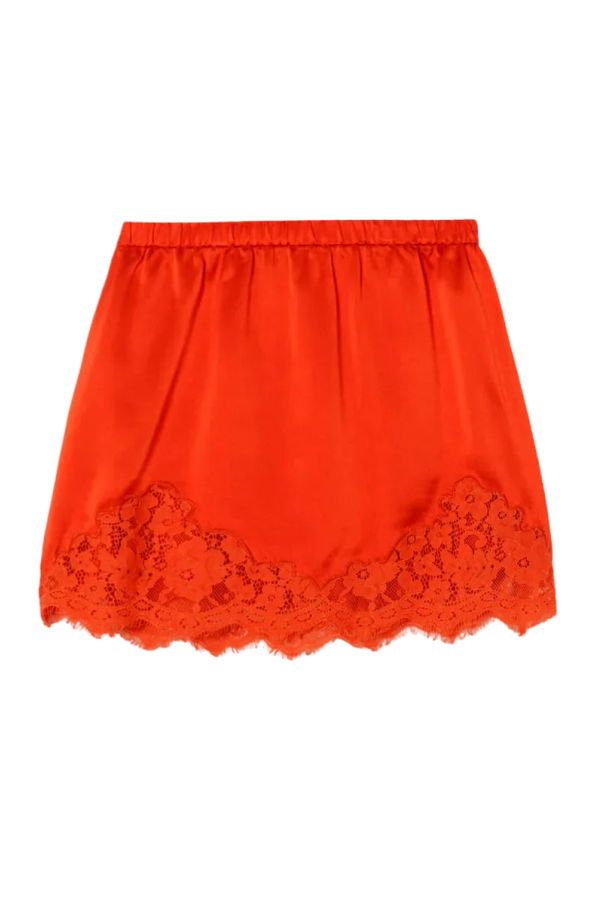 RE/DONE Alexia Slip Skirt - Aperol Red