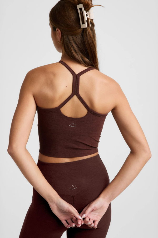 Beyond Yoga Spacedye Slim Racerback Cropped Tank - Iced Mocha
