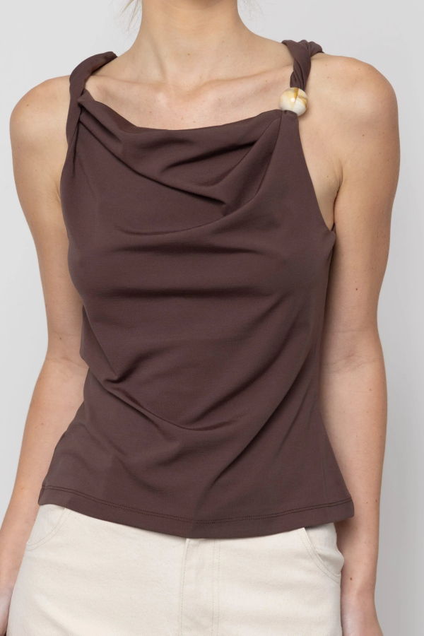 Esthé Asymmetric Bead Trim Top