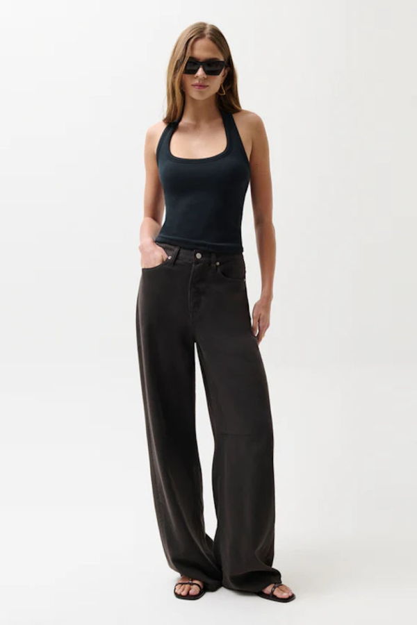 Pistola Sydney High Rise Linen Bowed Wide Pant