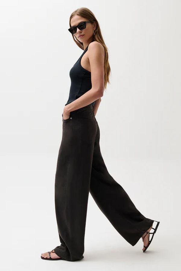 Pistola Sydney High Rise Linen Bowed Wide Pant