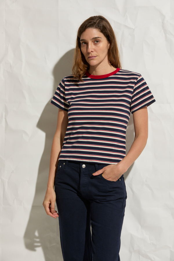 Asher Mina Stripe Tee - Navy / Red / Natural Stripe