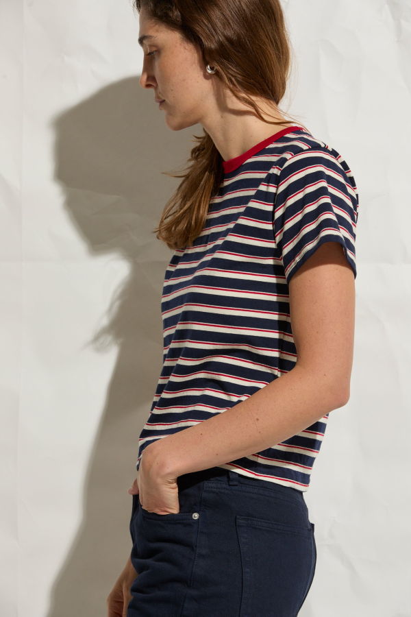 Asher Mina Stripe Tee - Navy / Red / Natural Stripe