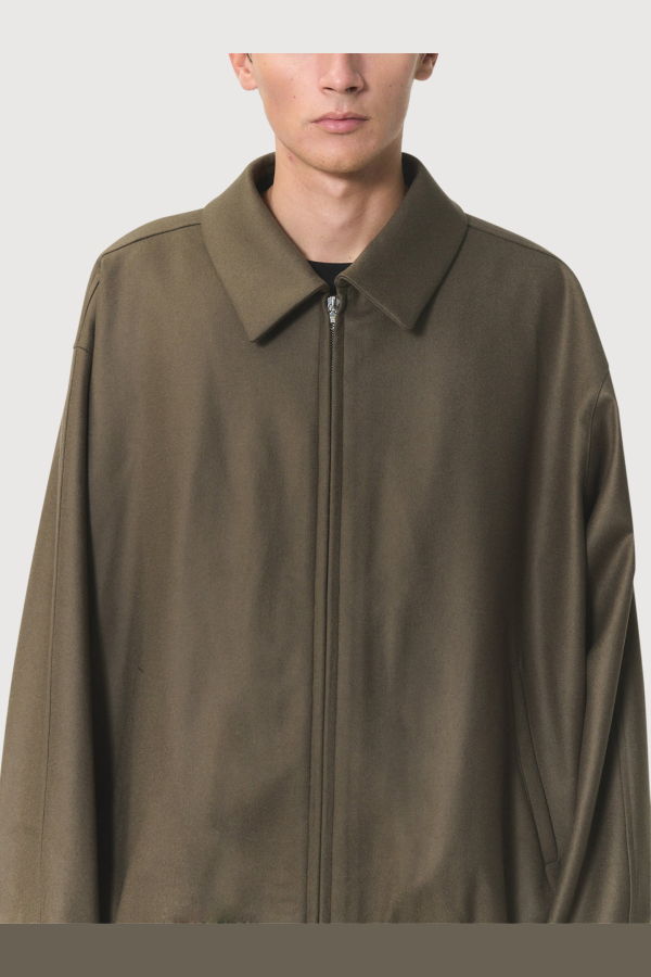ssstein Melton Oversized Zip Jacket - Dark Beige