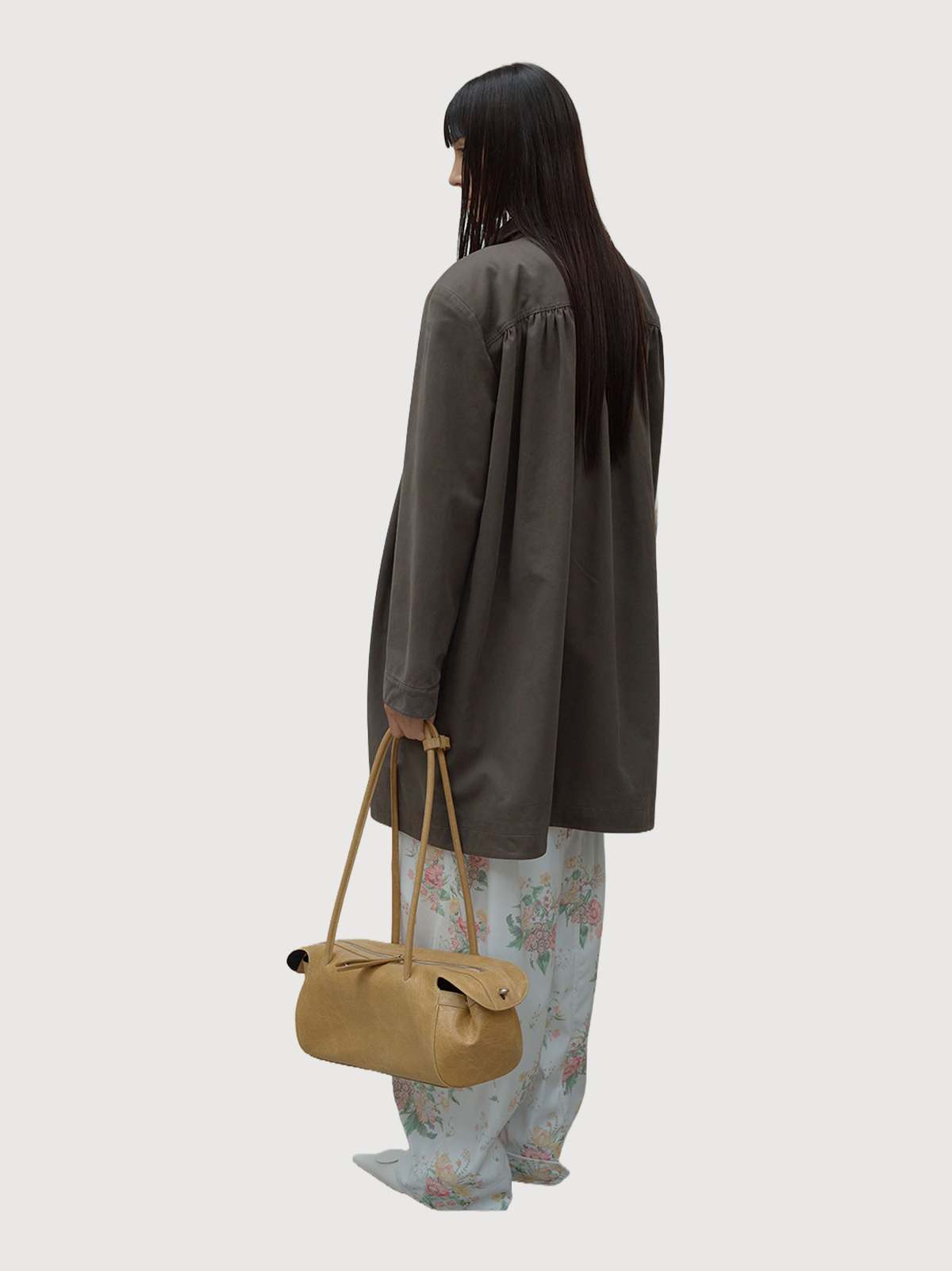 Open YY Over Shirred Top Coat - Khaki - Image 2 of 9