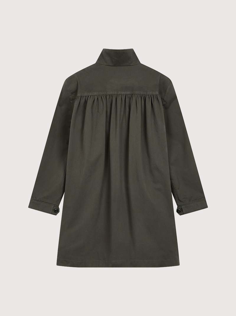 Open YY Over Shirred Top Coat - Khaki