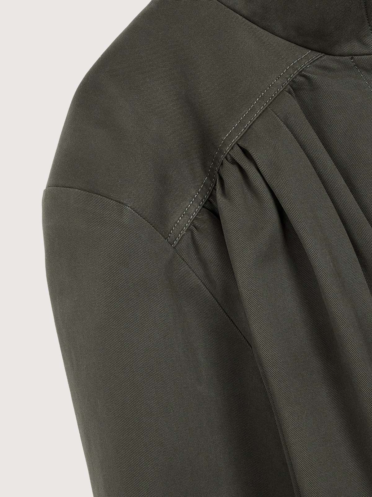 Open YY Over Shirred Top Coat - Khaki - Image 6 of 9