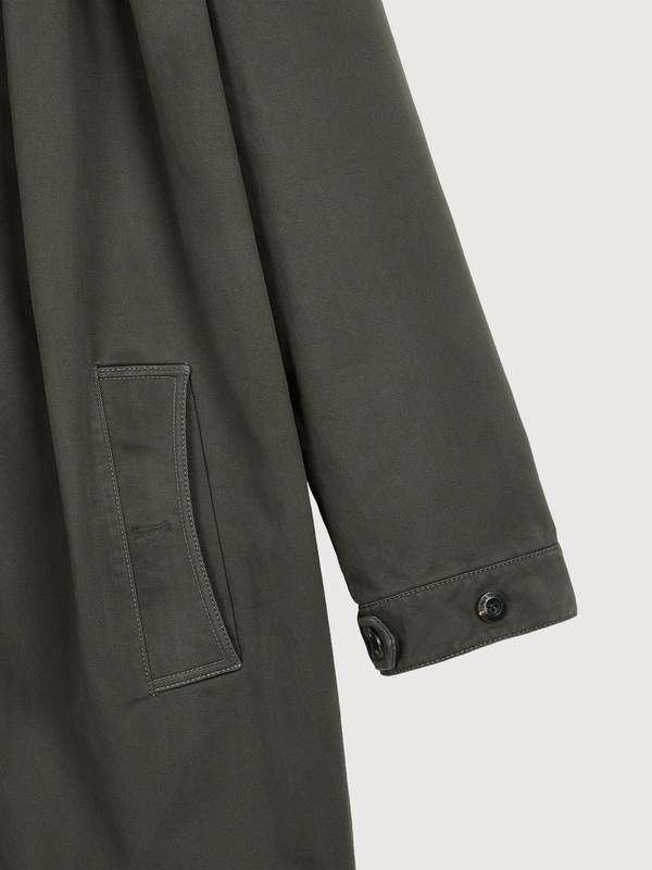 Open YY Over Shirred Top Coat - Khaki