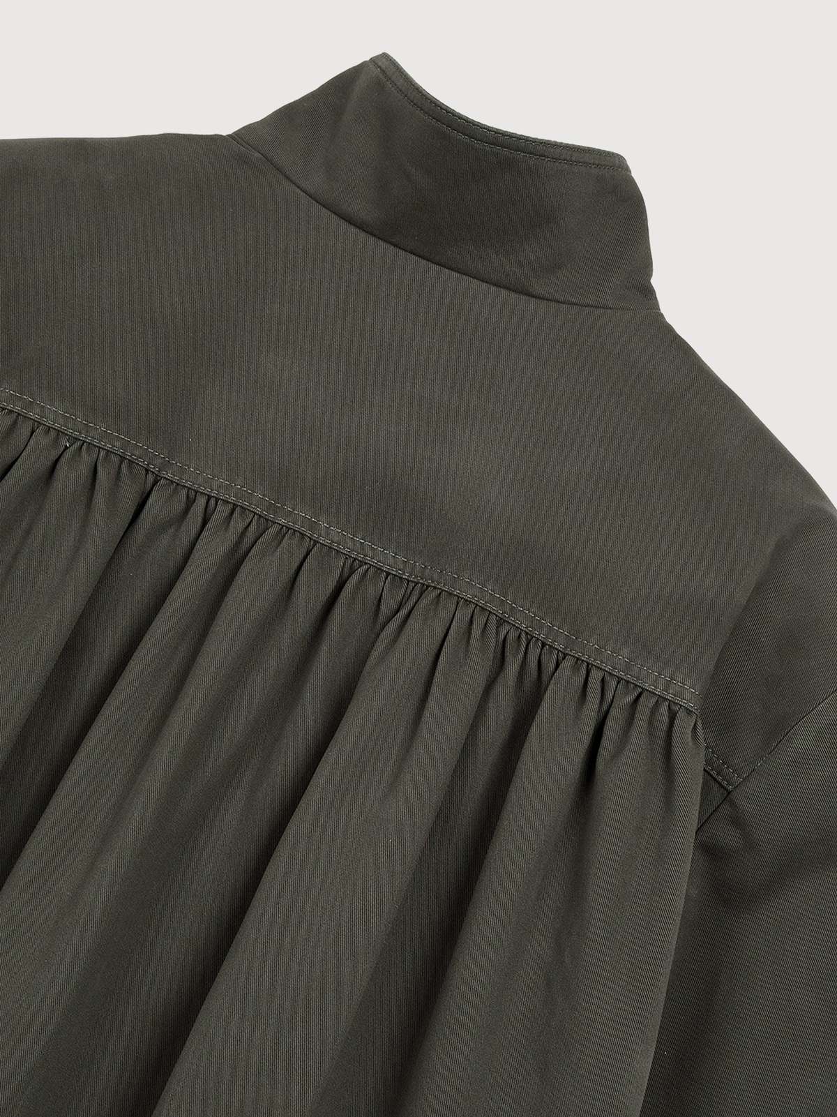 Open YY Over Shirred Top Coat - Khaki - Image 8 of 9