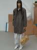 Open YY Over Shirred Top Coat - Khaki - Thumbnail 9