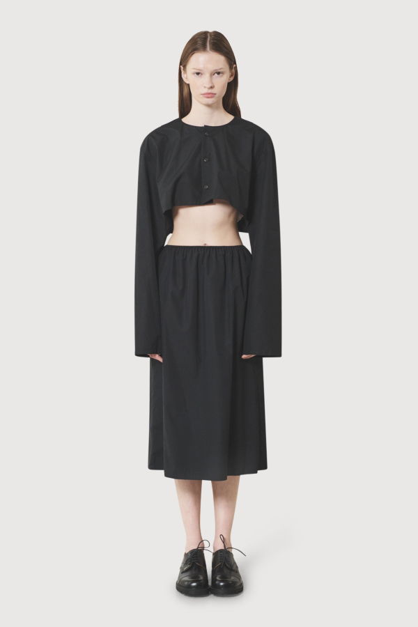 Rier Shirt Cardigan Mini - Black Popeline