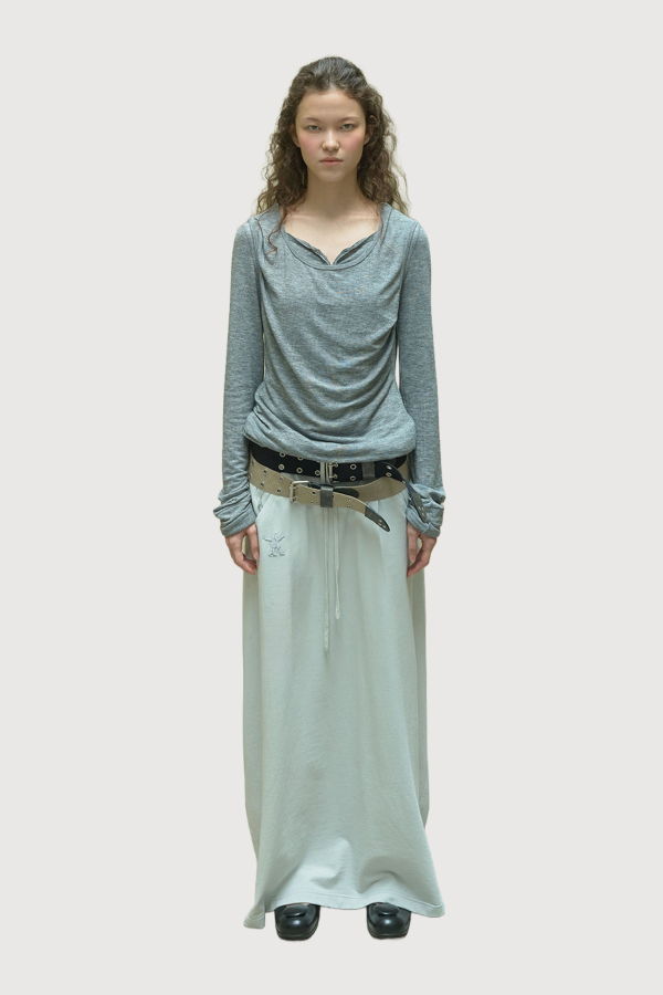 Open YY Slant Jersey Skirt - Light Gray