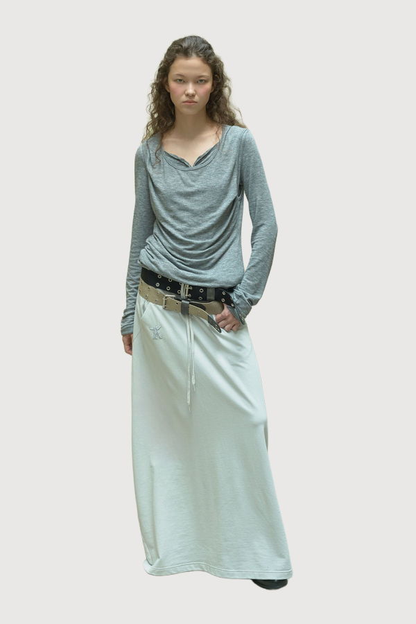 Open YY Slant Jersey Skirt - Light Gray
