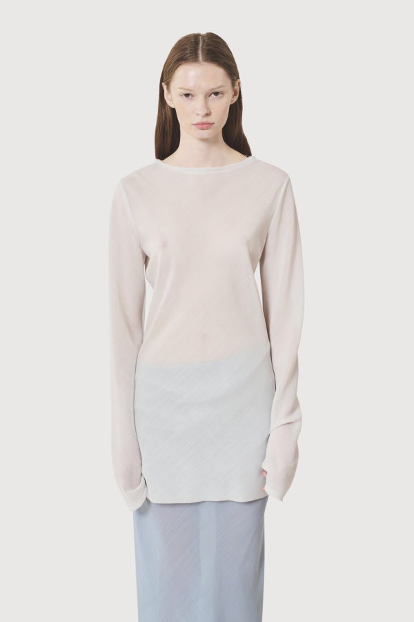 Rier Bias Wool Top - Light Grey Gaze