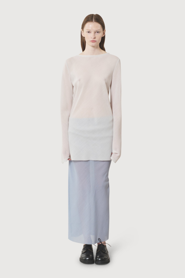 Rier Bias Wool Top - Light Grey Gaze