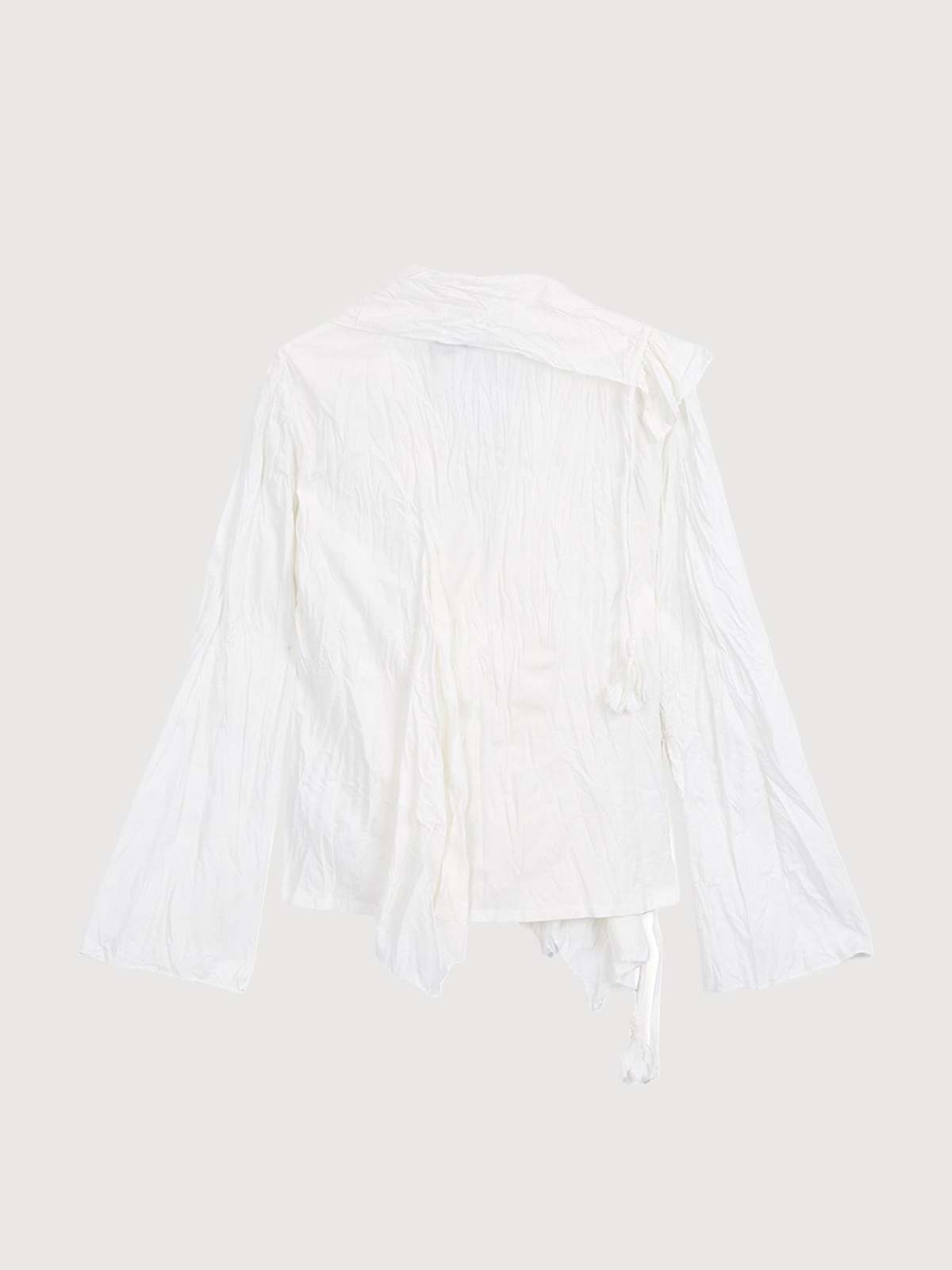 Open YY Unbalanced Ruffle Blouse - White - Image 5 of 8