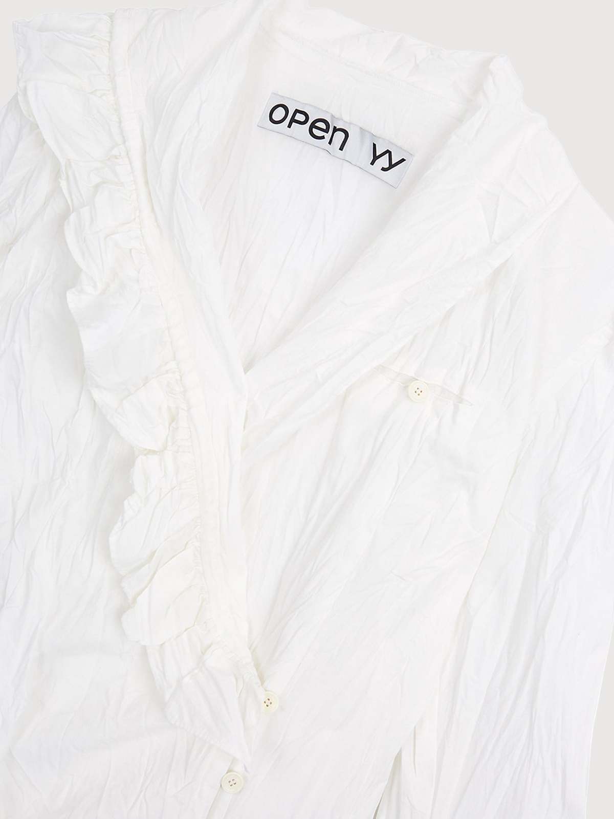 Open YY Unbalanced Ruffle Blouse - White - Image 6 of 8