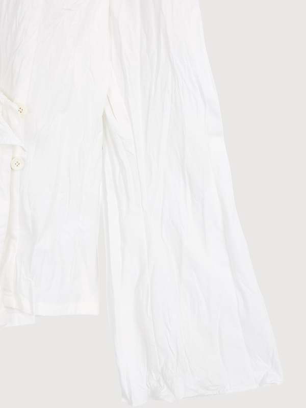 Open YY Unbalanced Ruffle Blouse - White