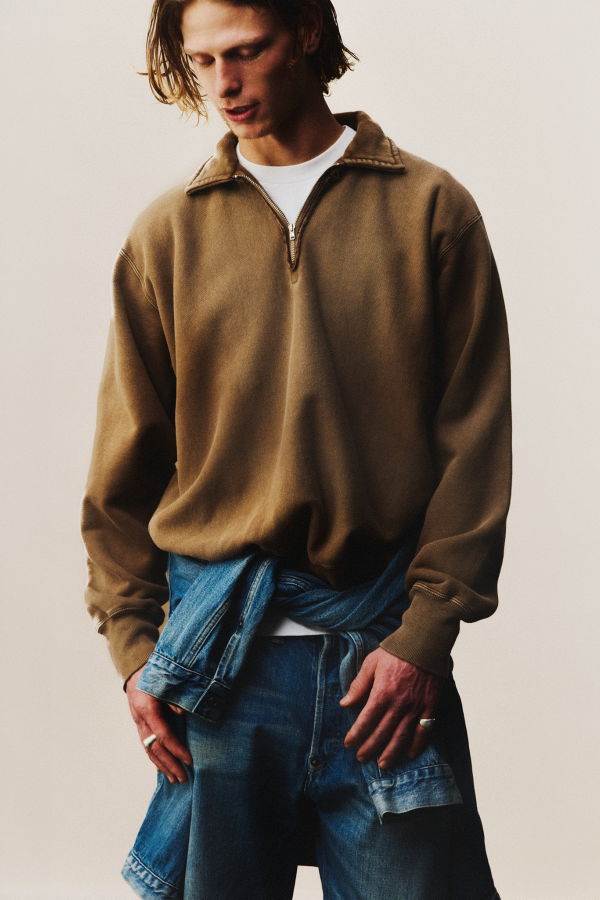 A.Presse Vintage Half Zip Sweatshirt - Brown