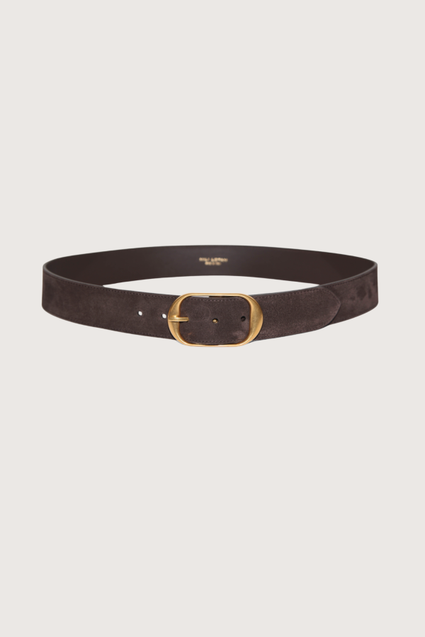 Nili Lotan Nili Suede Belt - Espresso/Antique Brass