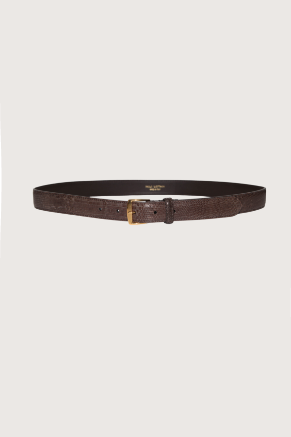 Nili Lotan Sloane Lizard Belt - Dark Brown