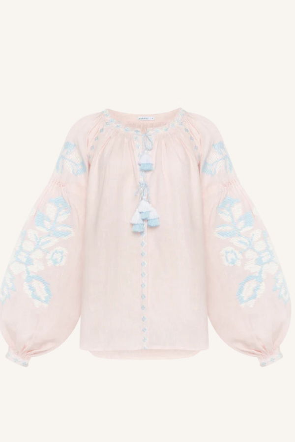 Annabo Pixel Rose Blouse - Light Blue