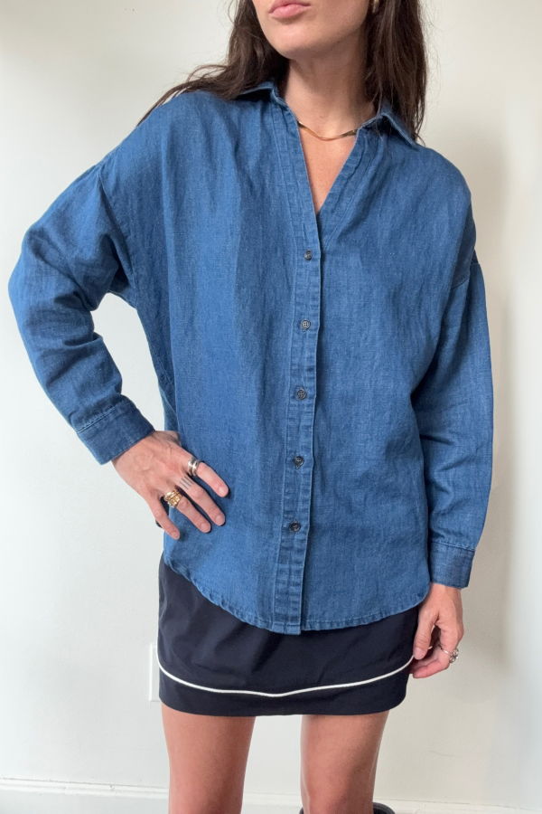Self Contrast Eliza Linen Oversized Shirt
