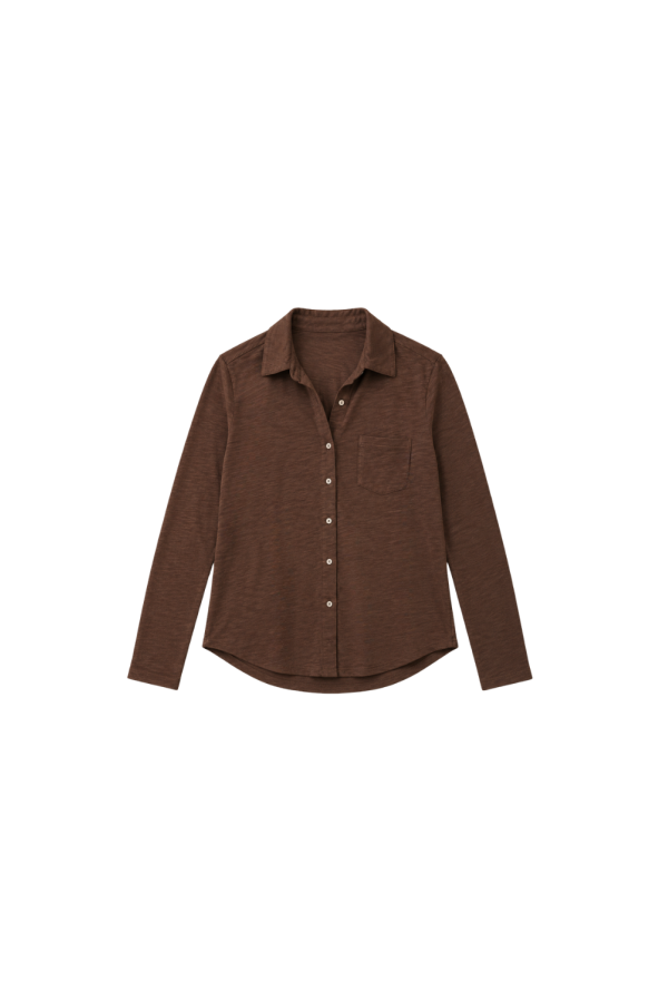 ELLIOTT LAUREN Long Sleeve Button-Up Shirt - Chocolate